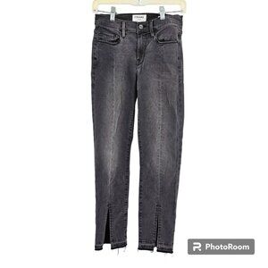 Frame Jeans Black Woodland Le Nouveau Straight Leg Split Fray Hem Denim Size 25